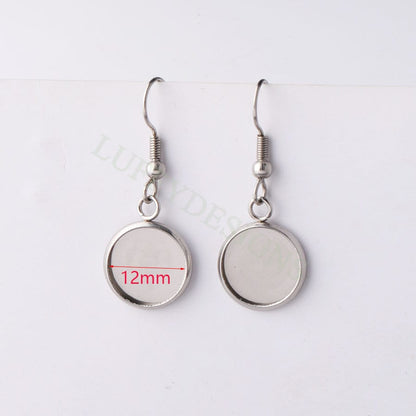 50pcs Blank Earring Findings, Blank Bezel Base Settings, Earring Cabochon Settings, Round/Heart/Drop Earring Bezel Blanks in Stainless Steel