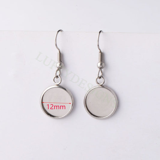 50pcs Blank Earring Findings, Blank Bezel Base Settings, Earring Cabochon Settings, Round/Heart/Drop Earring Bezel Blanks in Stainless Steel