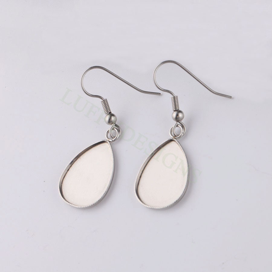 50pcs Blank Earring Findings, Blank Bezel Base Settings, Earring Cabochon Settings, Round/Heart/Drop Earring Bezel Blanks in Stainless Steel