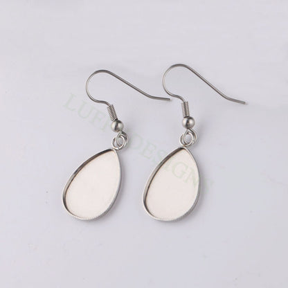 50pcs Blank Earring Findings, Blank Bezel Base Settings, Earring Cabochon Settings, Round/Heart/Drop Earring Bezel Blanks in Stainless Steel