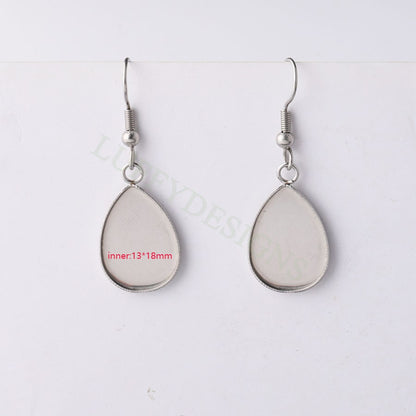 50pcs Blank Earring Findings, Blank Bezel Base Settings, Earring Cabochon Settings, Round/Heart/Drop Earring Bezel Blanks in Stainless Steel