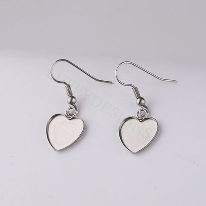 50pcs Blank Earring Findings, Blank Bezel Base Settings, Earring Cabochon Settings, Round/Heart/Drop Earring Bezel Blanks in Stainless Steel