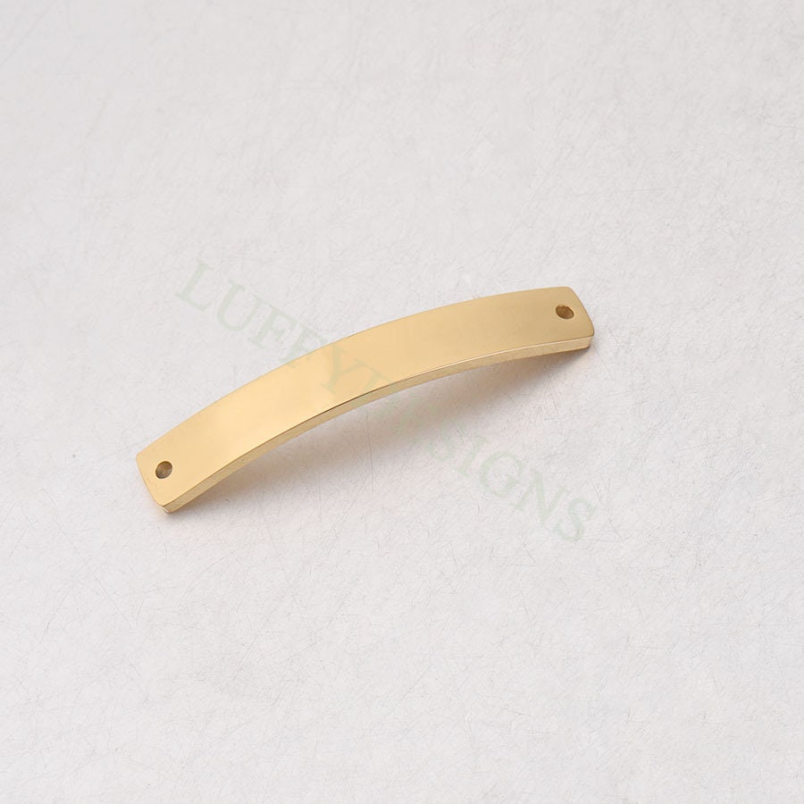 10pcs Blank Bar Charms 39x6mm, Bar Bracelet Supplies, Gold Steel Bar Blanks, Stamping Bar Supplies, DIY Engraving Supplies, Engraving Supply