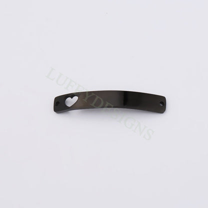10pcs Blank Bar Charms 39x6mm, Bar Bracelet Supplies, Gold Bar Blanks with Heart, Stamping Heart Bar Supplies, DIY Engraving Bar Supply