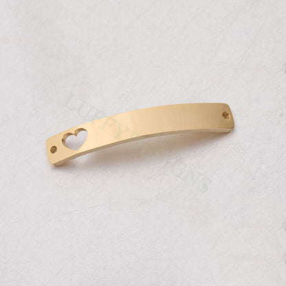 10pcs Blank Bar Charms 39x6mm, Bar Bracelet Supplies, Gold Bar Blanks with Heart, Stamping Heart Bar Supplies, DIY Engraving Bar Supply