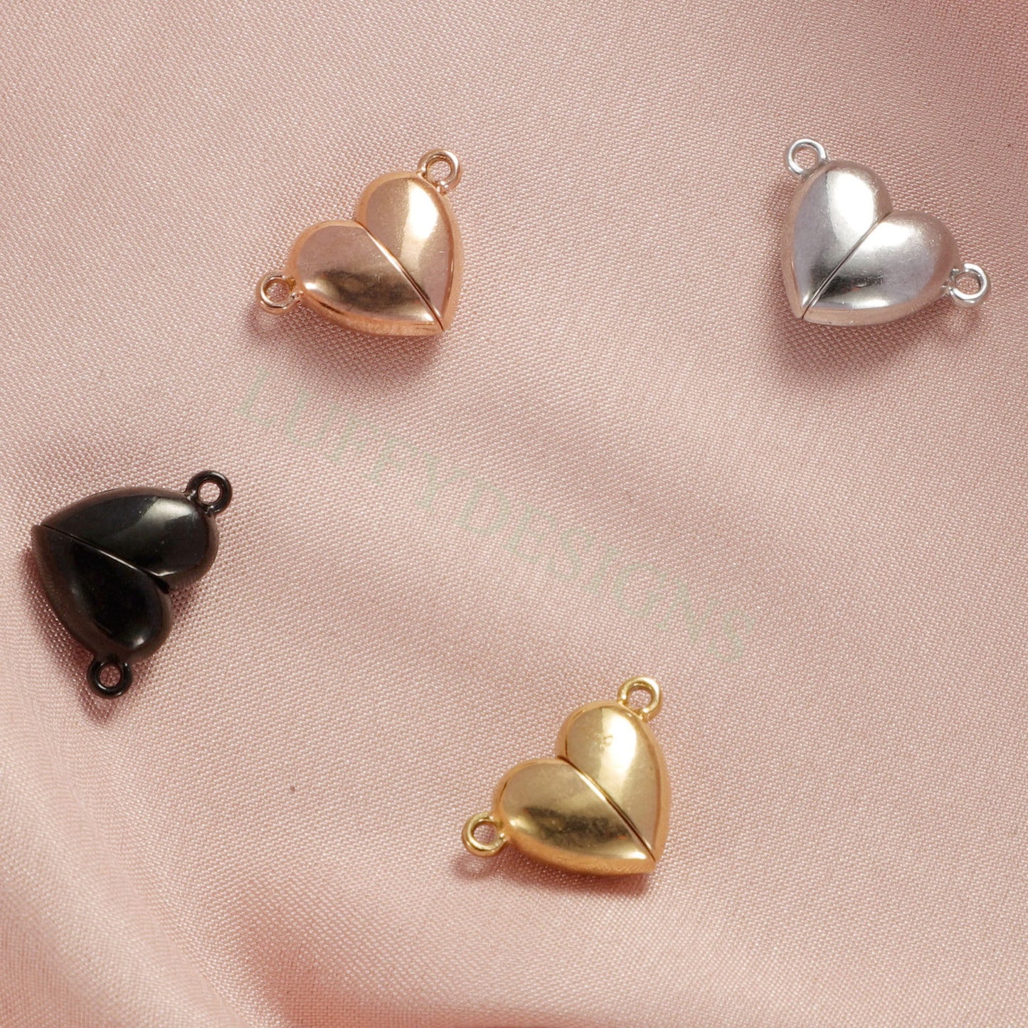 5pcs Heart Magnetic Clasps, Gold Magnetic Clasp Closure, Gold Stainless Steel, Strong Magnetic Clasp,Magnetic Heart Charms,Magnetic Pendant