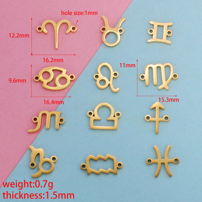 5pcs Zodiac Symbol Constellation Charm 15mm, Gold Stainless Steel, Gold Zodiac Pendant,Constellation Pendant,Zodiac Charm,Astrology Findings