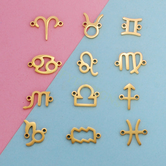 5pcs Zodiac Symbol Constellation Charm 15mm, Gold Stainless Steel, Gold Zodiac Pendant,Constellation Pendant,Zodiac Charm,Astrology Findings