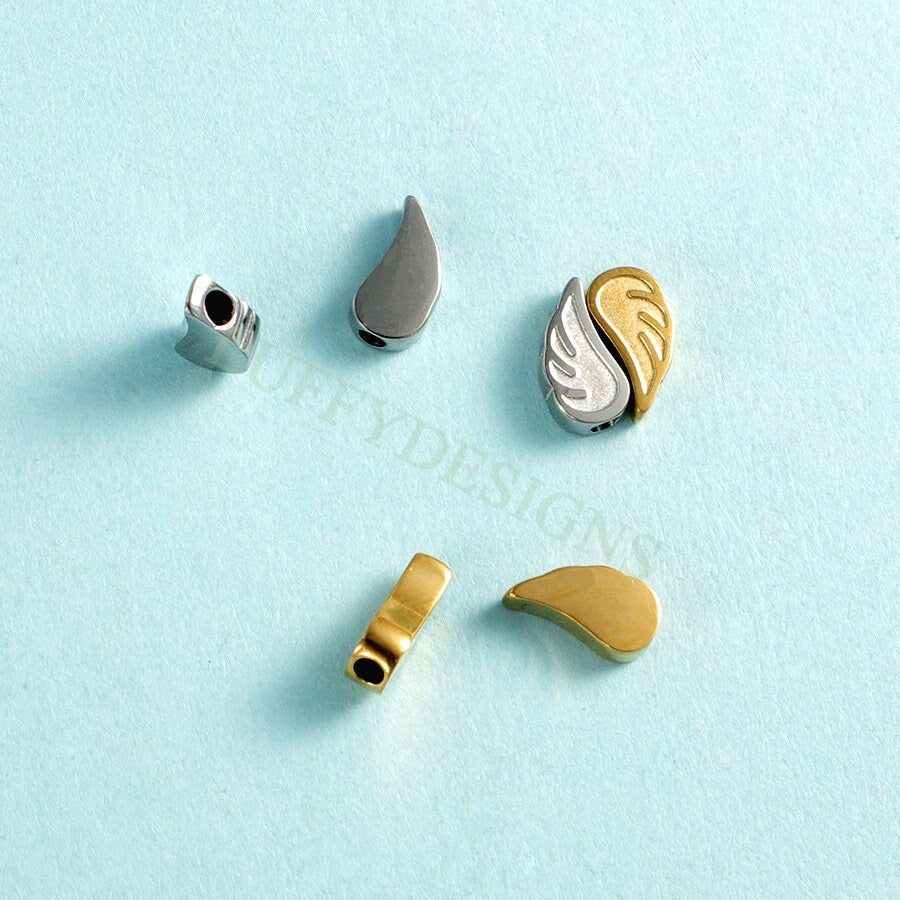 10pcs Angel Wings Charm 9x5mm, Steel Angel Charm, Gold Angel Wings Beads, Gold Stainless Steel, Wings Bead Charms,Angel Wings Beads Findings
