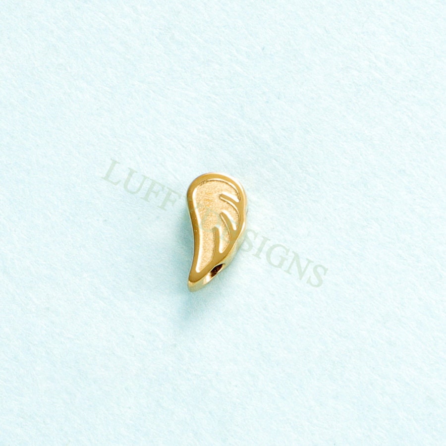 10pcs Angel Wings Charm 9x5mm, Steel Angel Charm, Gold Angel Wings Beads, Gold Stainless Steel, Wings Bead Charms,Angel Wings Beads Findings