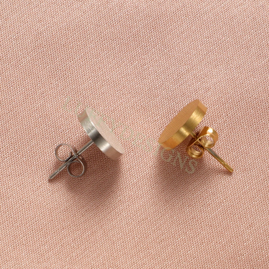 5pairs Dot Stud 10mm, Circle Stud Earrings, Gold Disc Stud, Dainty Round Stud, Dainty Disc Stud, Gold Steel Ear Studs, Stud Blank Findings