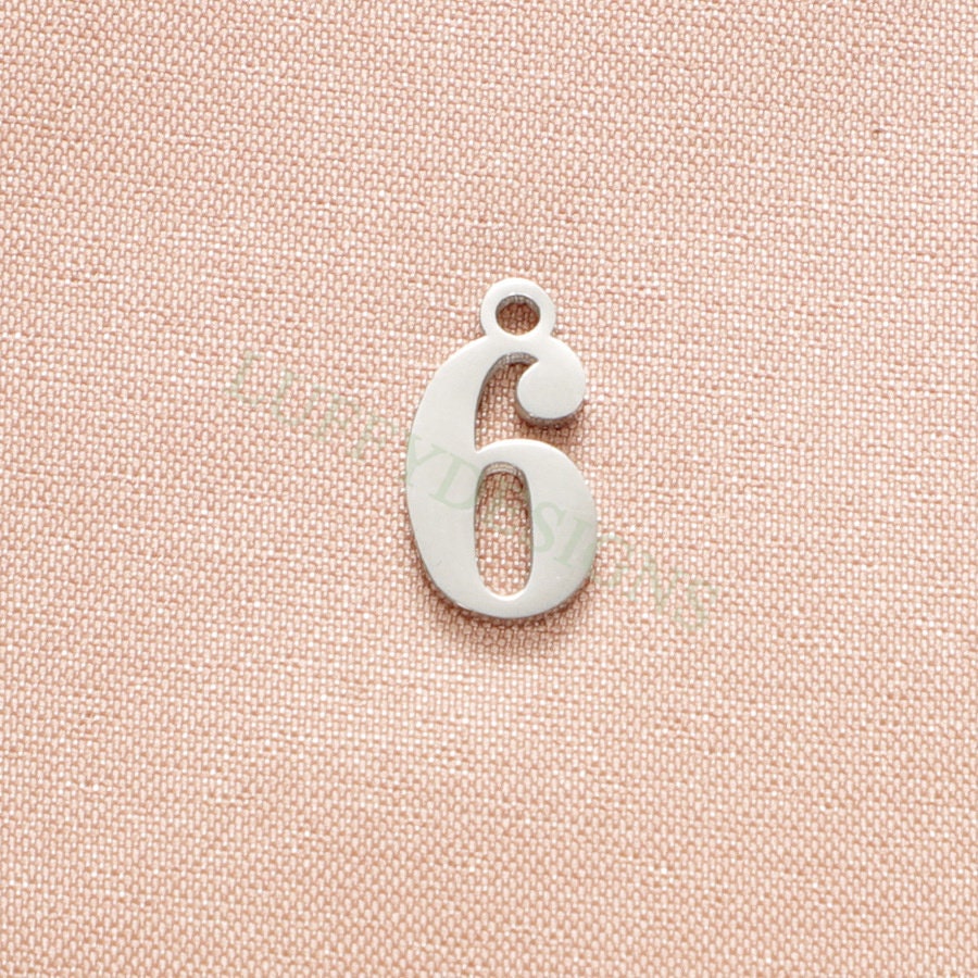 10pcs Number Charms, Gold Number Pendant, Anniversary Findings for Necklace/Bracelet, Gold Stainless Steel, Arabic Number Charms Pendant