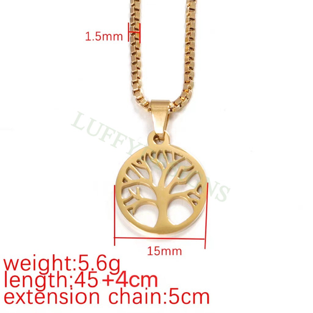 5pcs Family Tree Necklace, Tree of Life Jewelry, Gold Tree Pendant, Gold plated Stainless Steel, family Affection Necklace, Birthday Gift