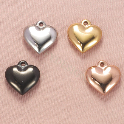10pcs Heart Charms 10-16mm, Tiny Love Charm, Solid Steel Heart Pendant, Heart Charms Pendant, Love Pendant, Bracelet/Necklace Findings
