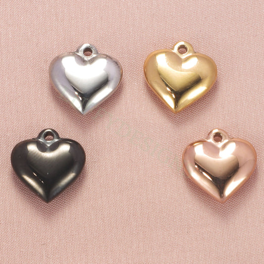 10pcs Heart Charms 10-16mm, Tiny Love Charm, Solid Steel Heart Pendant, Heart Charms Pendant, Love Pendant, Bracelet/Necklace Findings