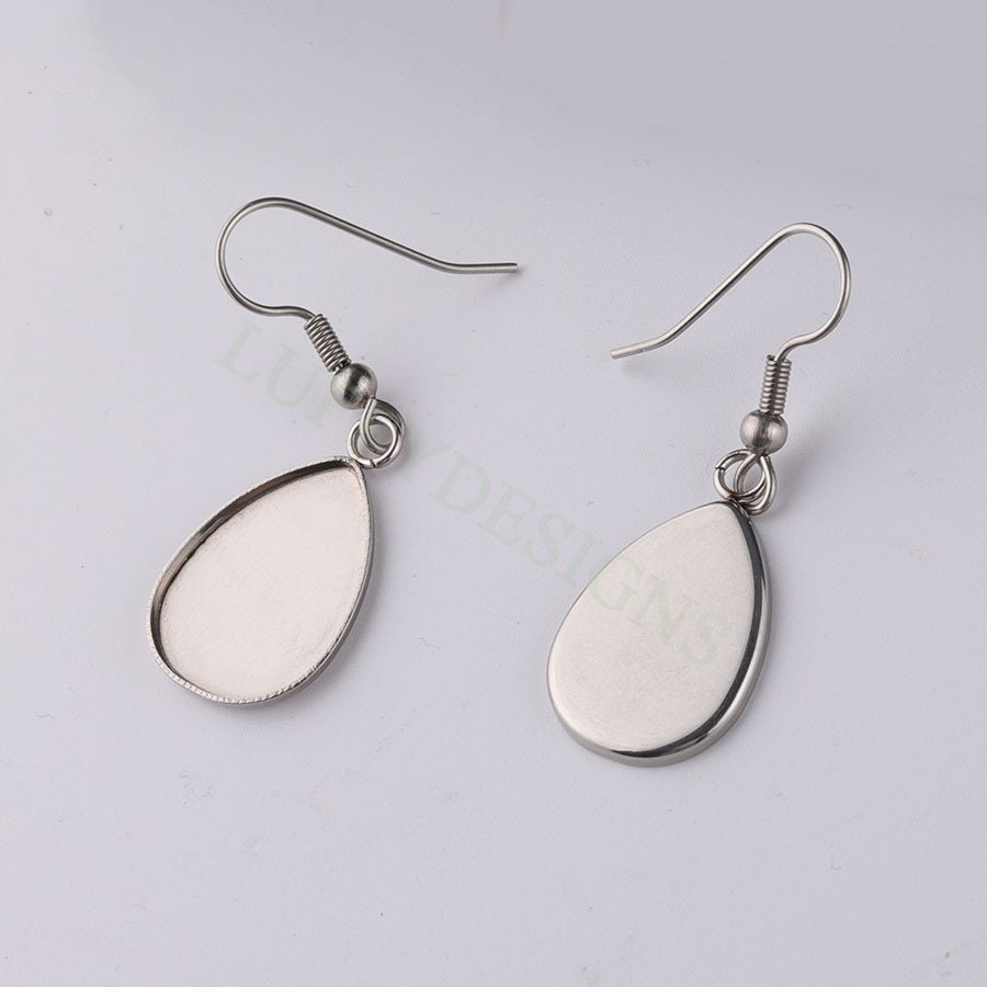 50pcs Blank Earring Findings, Blank Bezel Base Settings, Earring Cabochon Settings, Round/Heart/Drop Earring Bezel Blanks in Stainless Steel
