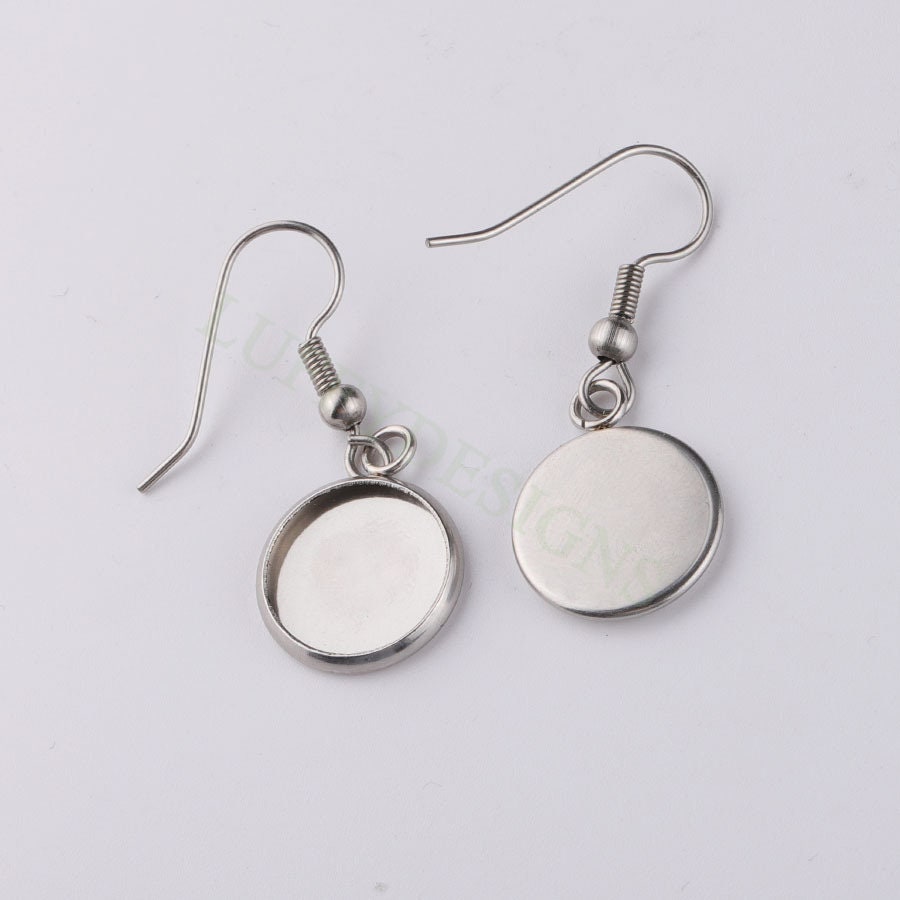 50pcs Blank Earring Findings, Blank Bezel Base Settings, Earring Cabochon Settings, Round/Heart/Drop Earring Bezel Blanks in Stainless Steel