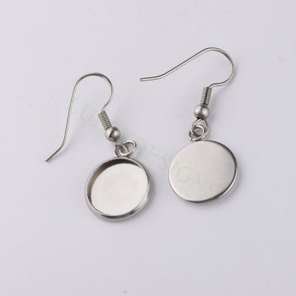 50pcs Blank Earring Findings, Blank Bezel Base Settings, Earring Cabochon Settings, Round/Heart/Drop Earring Bezel Blanks in Stainless Steel