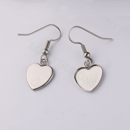50pcs Blank Earring Findings, Blank Bezel Base Settings, Earring Cabochon Settings, Round/Heart/Drop Earring Bezel Blanks in Stainless Steel
