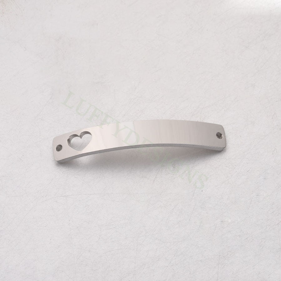 10pcs Blank Bar Charms 39x6mm, Bar Bracelet Supplies, Gold Bar Blanks with Heart, Stamping Heart Bar Supplies, DIY Engraving Bar Supply