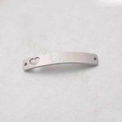 10pcs Blank Bar Charms 39x6mm, Bar Bracelet Supplies, Gold Bar Blanks with Heart, Stamping Heart Bar Supplies, DIY Engraving Bar Supply