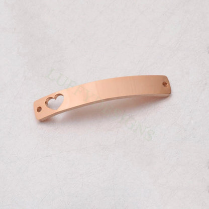 10pcs Blank Bar Charms 39x6mm, Bar Bracelet Supplies, Gold Bar Blanks with Heart, Stamping Heart Bar Supplies, DIY Engraving Bar Supply