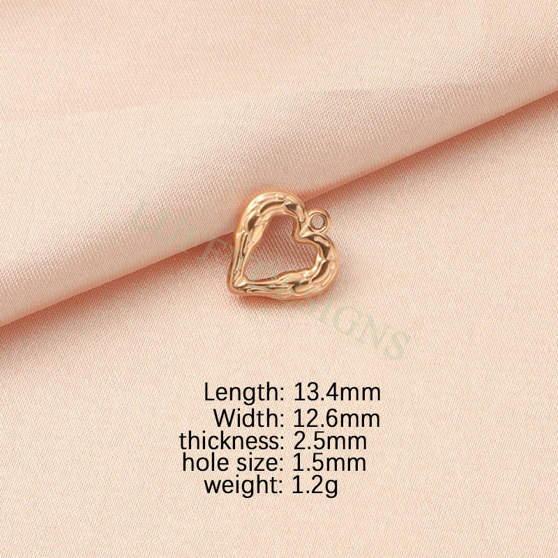10pcs Hammered Heart Charms 17mm/12mm, Hammered Heart Pendants,3D Hollow Heart Charm for Jewelry Supply,Hammered Love Pendant,Valentine Gift