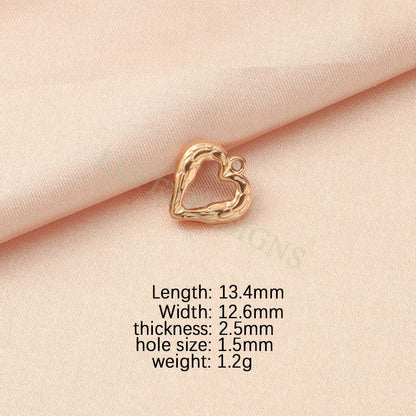 10pcs Hammered Heart Charms 17mm/12mm, Hammered Heart Pendants,3D Hollow Heart Charm for Jewelry Supply,Hammered Love Pendant,Valentine Gift