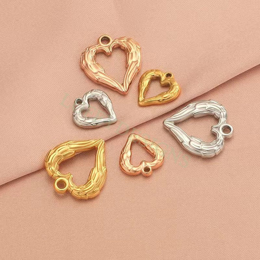 10pcs Hammered Heart Charms 17mm/12mm, Hammered Heart Pendants,3D Hollow Heart Charm for Jewelry Supply,Hammered Love Pendant,Valentine Gift