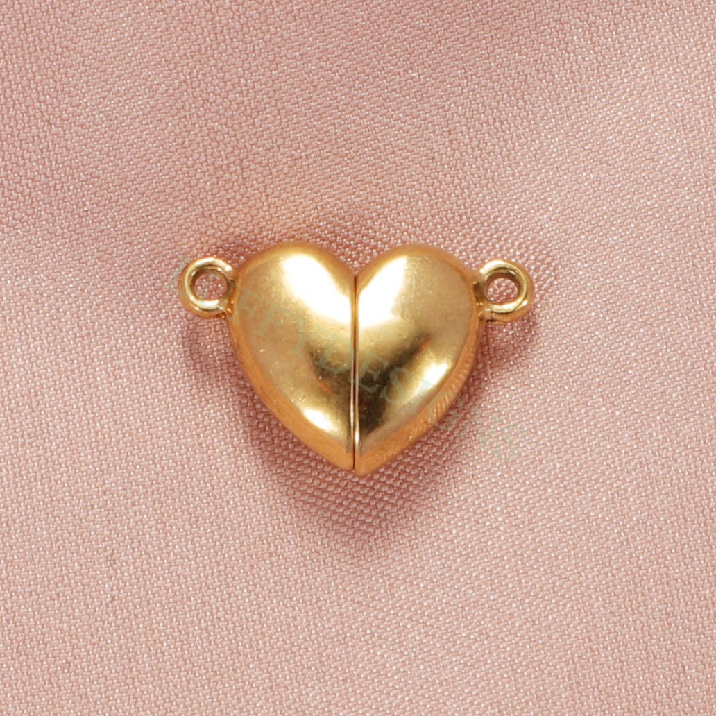 5pcs Heart Magnetic Clasps, Gold Magnetic Clasp Closure, Gold Stainless Steel, Strong Magnetic Clasp,Magnetic Heart Charms,Magnetic Pendant