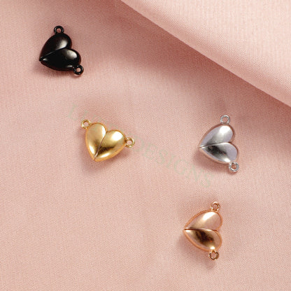 5pcs Heart Magnetic Clasps, Gold Magnetic Clasp Closure, Gold Stainless Steel, Strong Magnetic Clasp,Magnetic Heart Charms,Magnetic Pendant