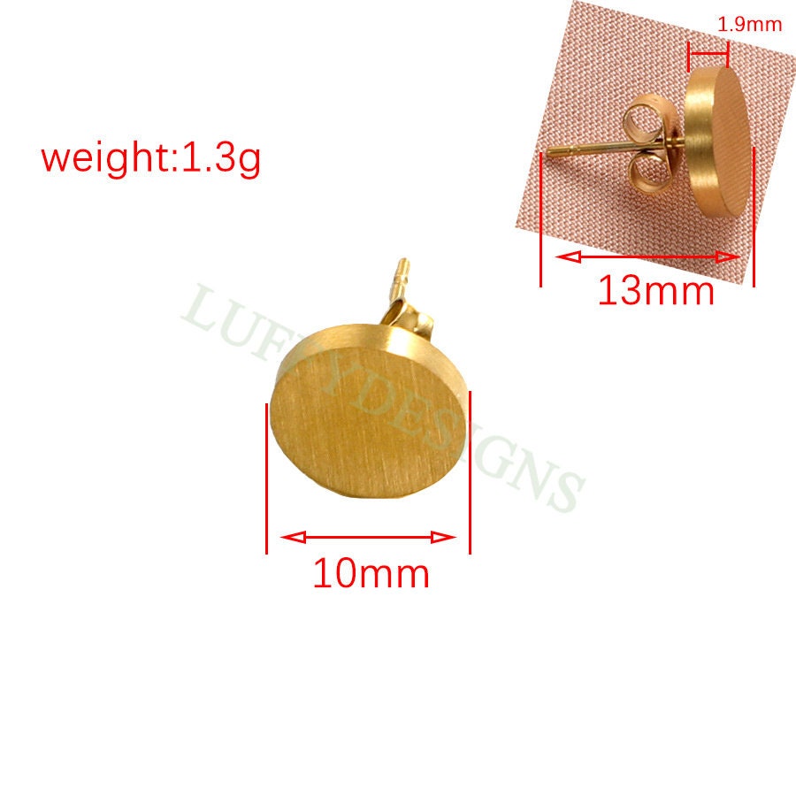 5pairs Dot Stud 10mm, Circle Stud Earrings, Gold Disc Stud, Dainty Round Stud, Dainty Disc Stud, Gold Steel Ear Studs, Stud Blank Findings