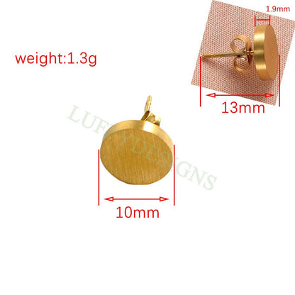5pairs Dot Stud 10mm, Circle Stud Earrings, Gold Disc Stud, Dainty Round Stud, Dainty Disc Stud, Gold Steel Ear Studs, Stud Blank Findings