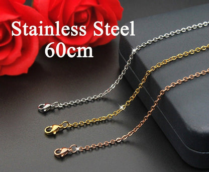 10pcs Finished Chains 60cm, Gold Cross Chains for Jewelry Making Supplies, Flat oval Cable Chain, Gold 316L Stainless Steel, 1.5mm/2.0mm