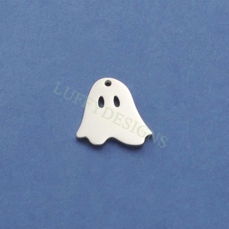 10pcs Halloween Ghost Charms 17mm, Gold Ghost Pendant, Wholesale Ghost Findings for Jewelry, Tiny Halloween Charms, Gold Stainless Steel