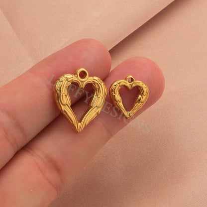 10pcs Hammered Heart Charms 17mm/12mm, Hammered Heart Pendants,3D Hollow Heart Charm for Jewelry Supply,Hammered Love Pendant,Valentine Gift