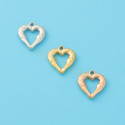 10pcs Hammered Heart Charms 17mm/12mm, Hammered Heart Pendants,3D Hollow Heart Charm for Jewelry Supply,Hammered Love Pendant,Valentine Gift