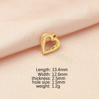 10pcs Hammered Heart Charms 17mm/12mm, Hammered Heart Pendants,3D Hollow Heart Charm for Jewelry Supply,Hammered Love Pendant,Valentine Gift