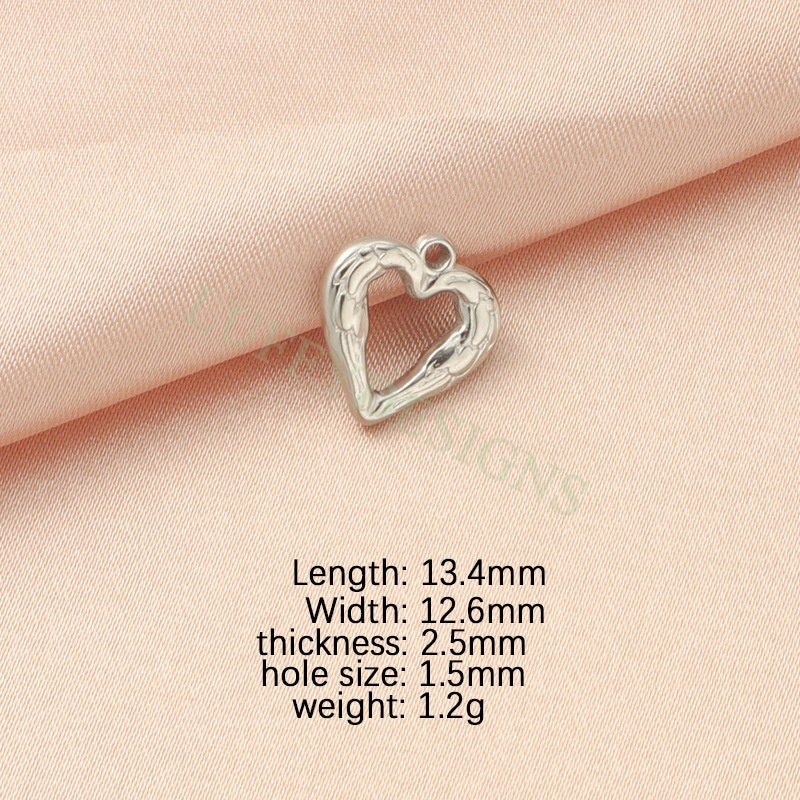 10pcs Hammered Heart Charms 17mm/12mm, Hammered Heart Pendants,3D Hollow Heart Charm for Jewelry Supply,Hammered Love Pendant,Valentine Gift