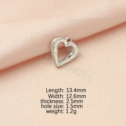 10pcs Hammered Heart Charms 17mm/12mm, Hammered Heart Pendants,3D Hollow Heart Charm for Jewelry Supply,Hammered Love Pendant,Valentine Gift