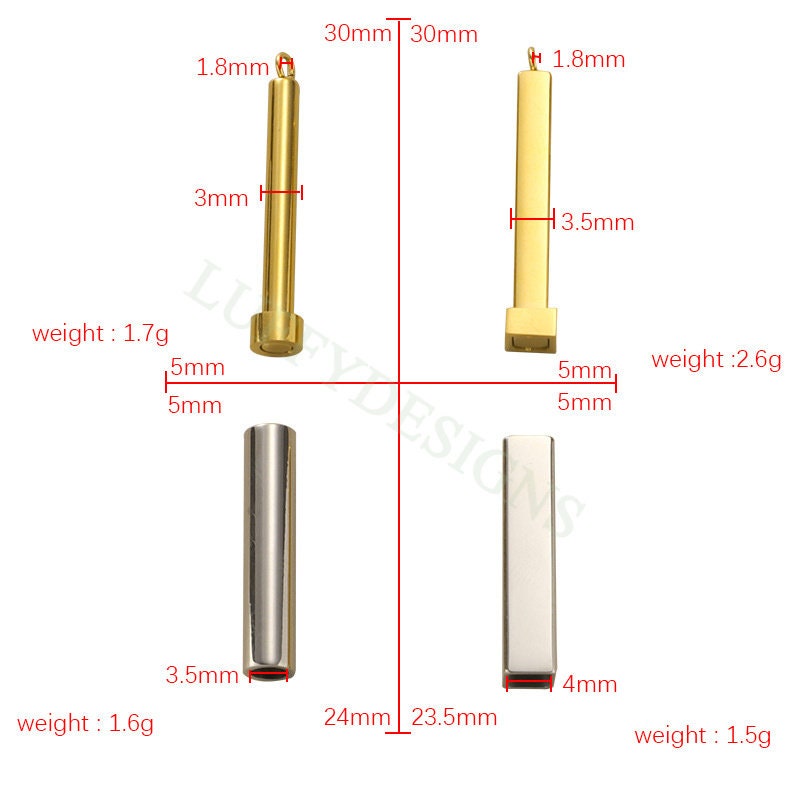 5pcs Blank Bar Charms, Hidden Message Bars, Gold Stainless Steel Bar Blanks, Secret Message Blank Bars, Hidden Message Pendant Supplies