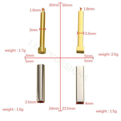 5pcs Blank Bar Charms, Hidden Message Bars, Gold Stainless Steel Bar Blanks, Secret Message Blank Bars, Hidden Message Pendant Supplies