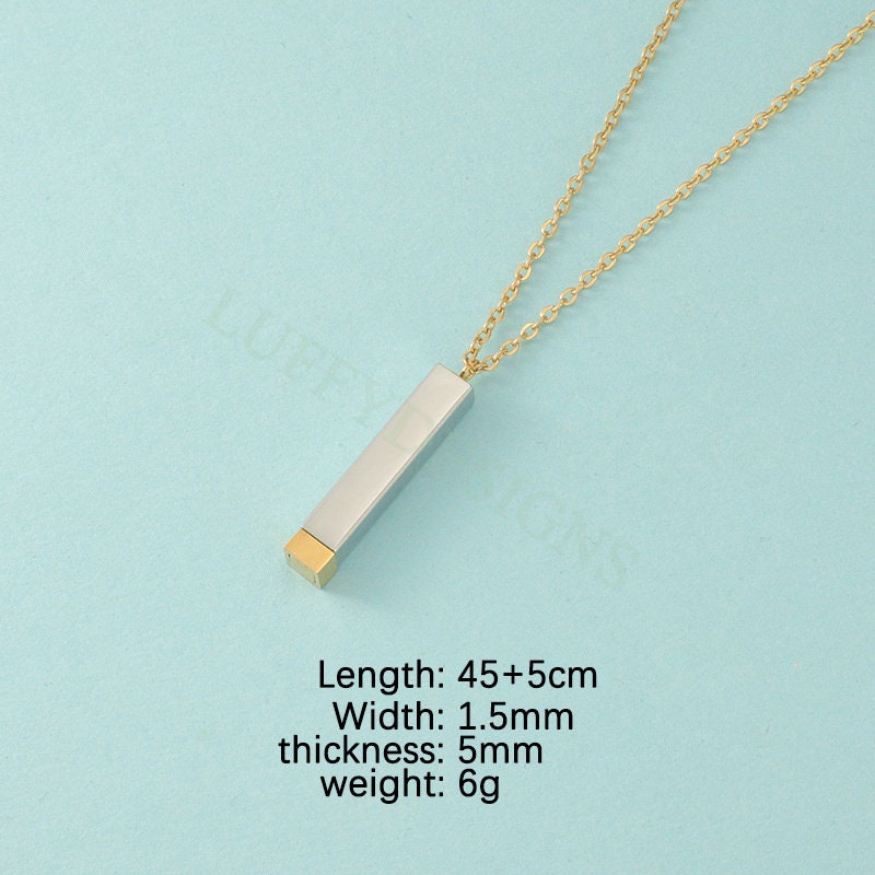 5pcs Blank Bar Necklace, Hidden Message Necklace, Gold Stainless Steel Blanks, Secret Message Blank Bars, Hidden Message Pendant Supplies