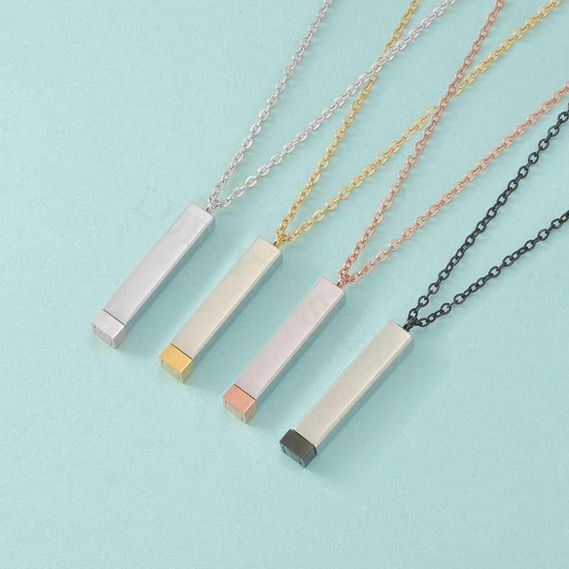 5pcs Blank Bar Necklace, Hidden Message Necklace, Gold Stainless Steel Blanks, Secret Message Blank Bars, Hidden Message Pendant Supplies