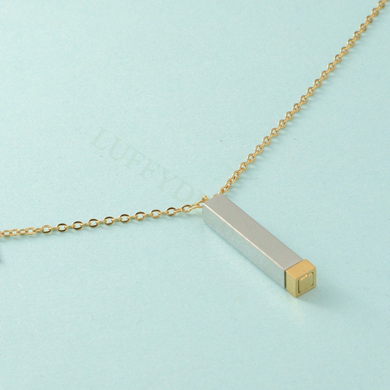 5pcs Blank Bar Necklace, Hidden Message Necklace, Gold Stainless Steel Blanks, Secret Message Blank Bars, Hidden Message Pendant Supplies