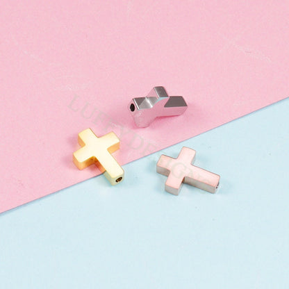 10pcs Cross Charms, Gold/ Rose Gold Steel Cross, Jewelry Making Supplies, Communion Findings, Jesus Charm, Christian Charm, Catholic Charm