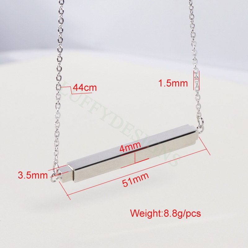 5pcs Blank Bar Necklace, Hidden Message Necklace, Gold Stainless Steel Blanks, Secret Message Blank Bars, Hidden Message Pendant Supplies