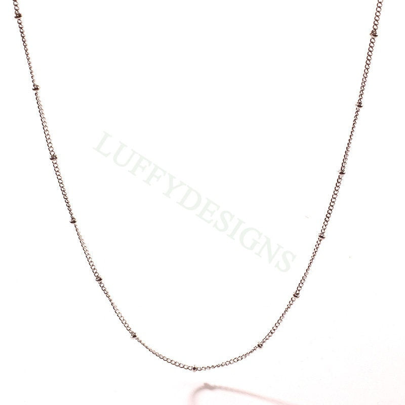 5pcs Finished 316L Stainless Steel Chain, 1.5mm Gold Chain with Beads, Silver Beads Chains, 18k Gold /Rose Gold plated, 16 /18 inches