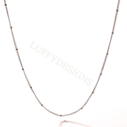 5pcs Finished 316L Stainless Steel Chain, 1.5mm Gold Chain with Beads, Silver Beads Chains, 18k Gold /Rose Gold plated, 16 /18 inches