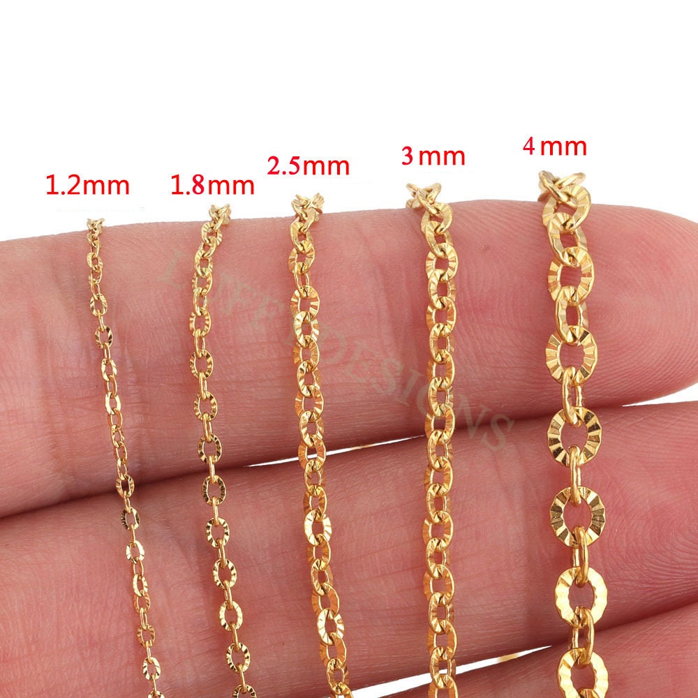 16Feet/5m Diamond Cut Sparkle Chain, Stainless Steel Chain, Textured Chain, Cable Link Chain Bulk Wholesale Gold Chain for Jewelry Making